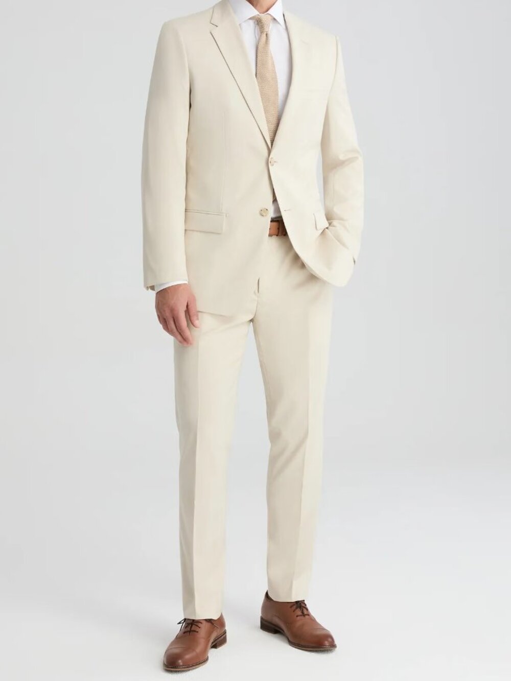 Suitshop Men's Tan Slim Two-Piece Suit - Jacket and Pants (36R)